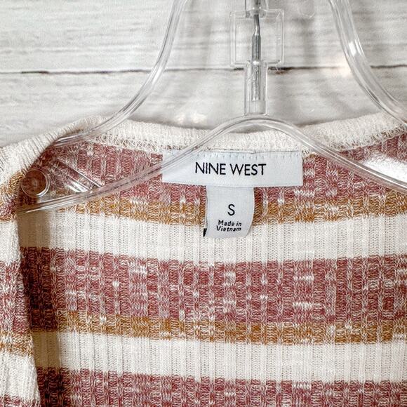 NEW Nine West Women’s Marled Striped Rib Knit Duster Cardigan Sweater Small - Picture 3 of 12
